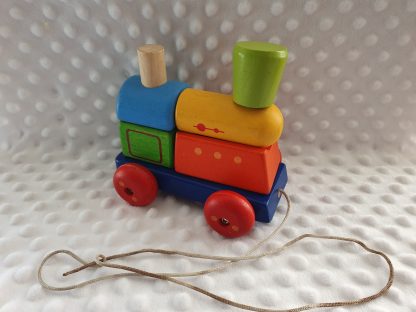 Plan Toys blokken treintje hout met trektouwtje